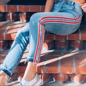 REVICE Ruby Tuesday denim skinny jeans with red racer stripes (size 25)